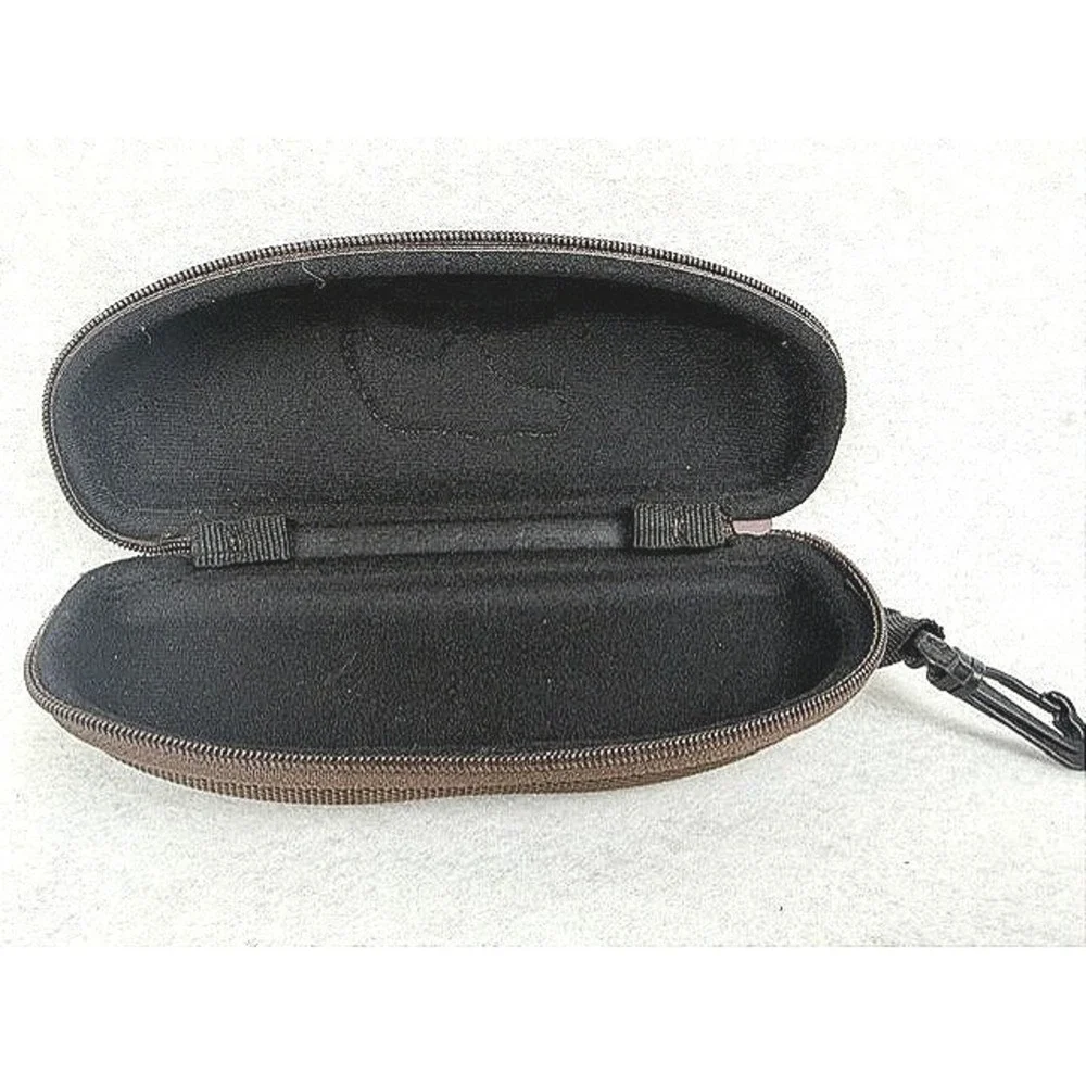 Maui Jim Brown Woven Hard Shell Sunglasses Case Zippered with Swivel Clip Logo